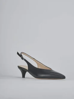 Décolleté e slingback tacco 5cm pelle nero