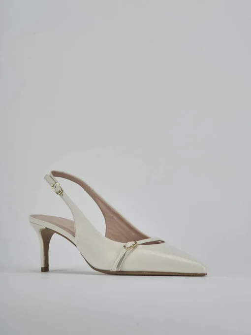 Décolleté e slingback tacco 7cm pelle bianco