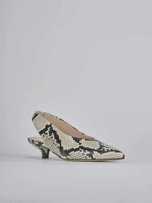 Décolleté e slingback tacco 4cm pitone beige