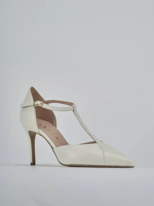 Décolleté e slingback tacco 7cm pelle bianco