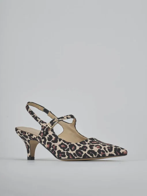 Décolleté e slingback tacco 4cm pelle multicolor