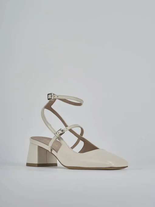 Décolleté e slingback tacco 5cm pelle beige
