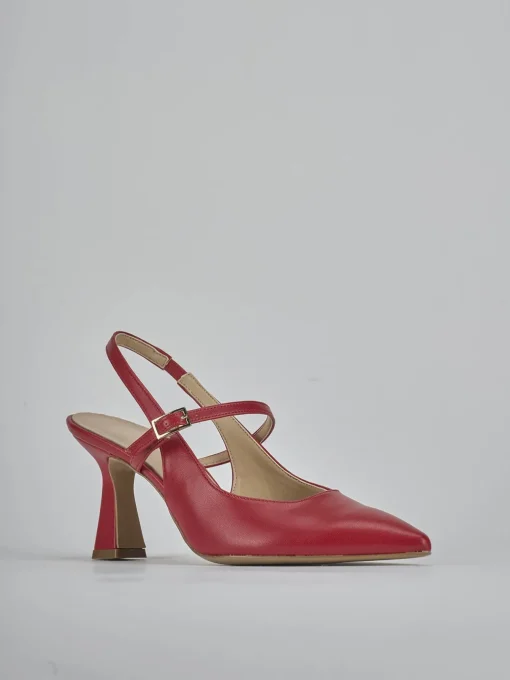 Décolleté e slingback tacco 7cm pelle rosso