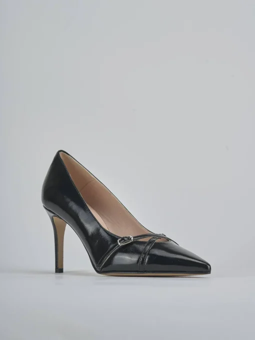 Décolleté e slingback tacco 7cm vernice nero