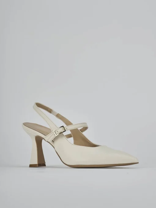 Décolleté e slingback tacco 7cm pelle bianco