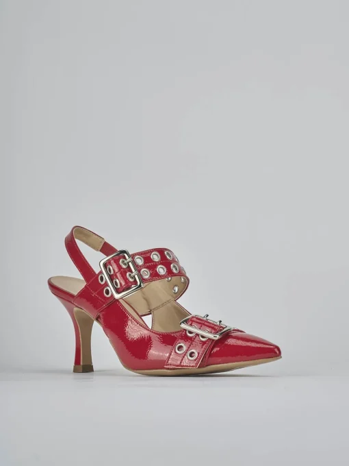 Décolleté e slingback tacco 7cm vernice rosso