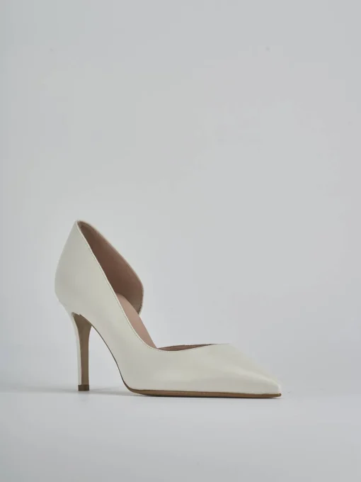 Décolleté e slingback tacco 8cm pelle bianco