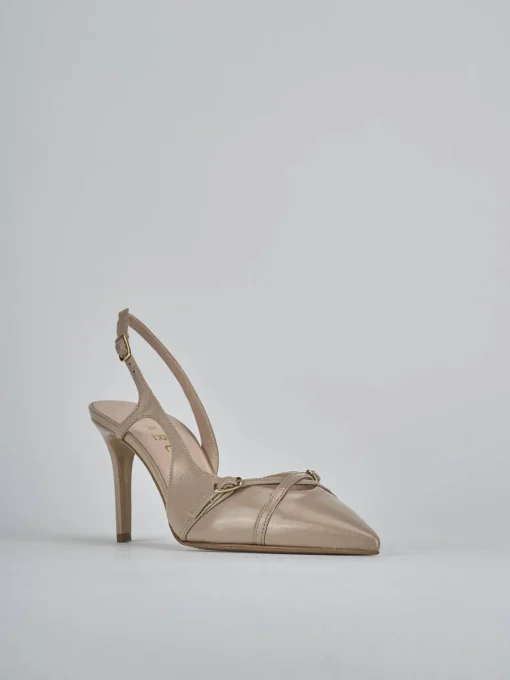 Décolleté e slingback tacco 7cm vernice beige