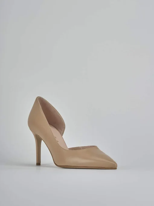 Décolleté e slingback tacco 8cm pelle beige
