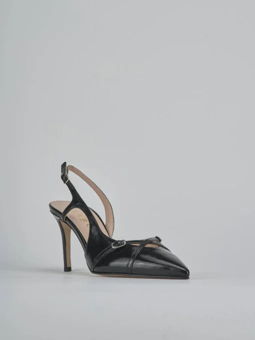 Décolleté e slingback tacco 7cm vernice nero
