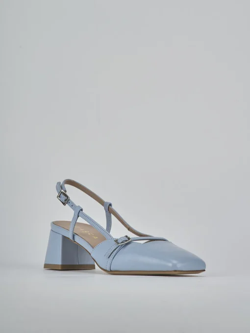 Décolleté e slingback tacco 5cm pelle azzurro