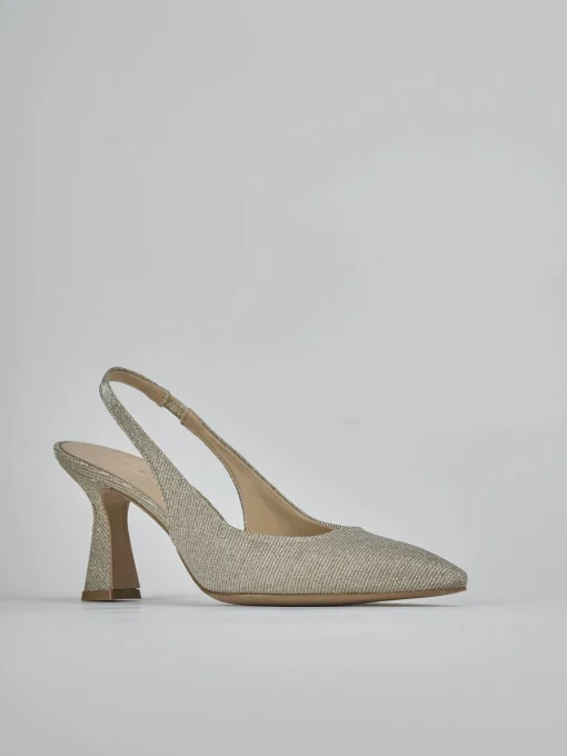 Décolleté e slingback tacco 7cm pelle oro