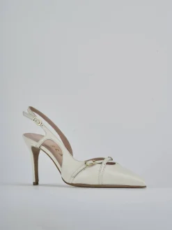 Décolleté e slingback tacco 7cm pelle bianco