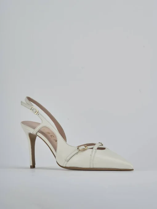 Décolleté e slingback tacco 7cm pelle bianco