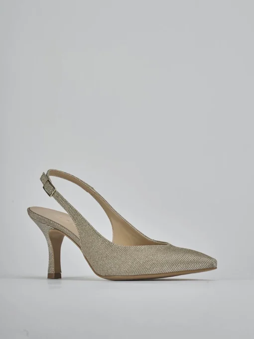 Décolleté e slingback tacco 7cm pelle oro