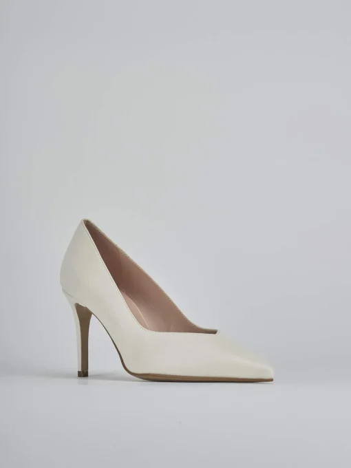 Décolleté e slingback tacco 7cm pelle bianco