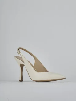 Décolleté e slingback tacco 9cm pelle bianco