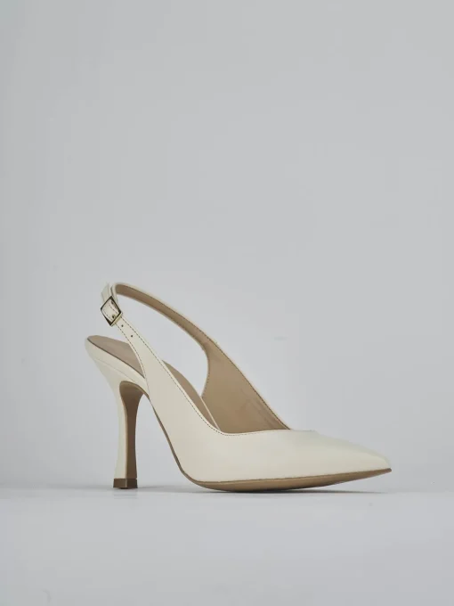 Décolleté e slingback tacco 9cm pelle bianco