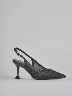 Décolleté e slingback tacco 6cm pelle nero