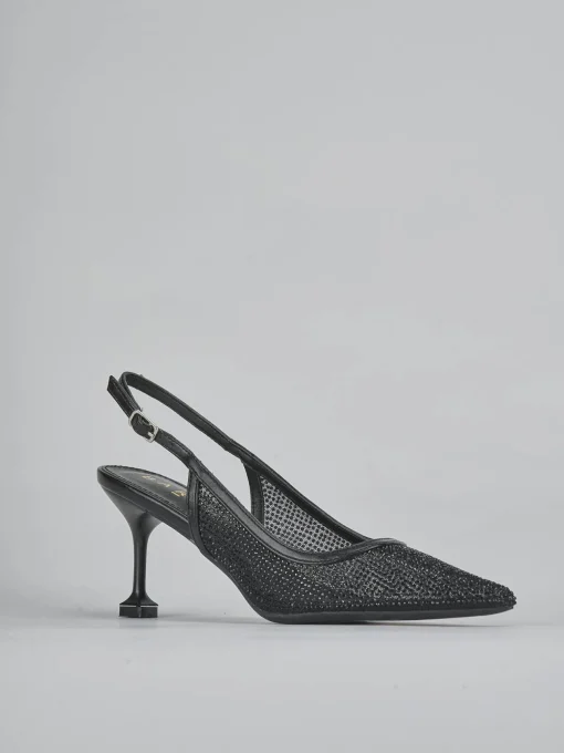 Décolleté e slingback tacco 6cm pelle nero