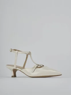 Décolleté e slingback tacco 4cm vernice bianco