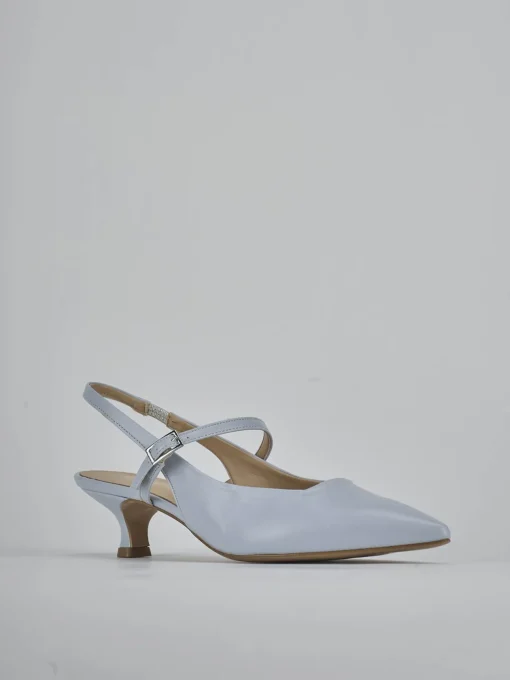 Décolleté e slingback tacco 4cm pelle azzurro