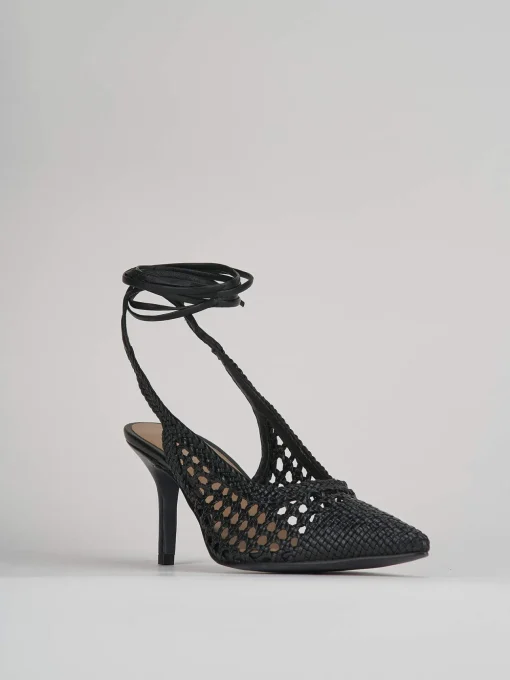 Décolleté e slingback tacco 7cm pelle nero