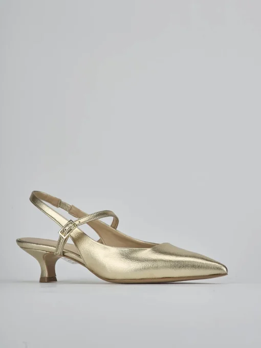 Décolleté e slingback tacco 4cm laminato oro