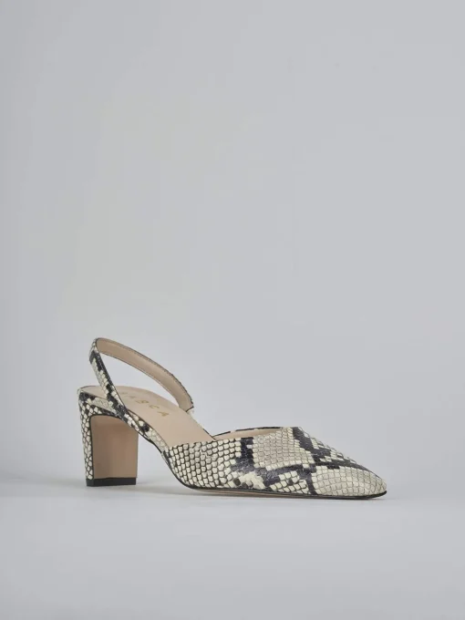 Décolleté e slingback tacco 6cm pitone beige