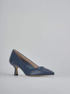 Décolleté e slingback tacco 5cm pelle blu