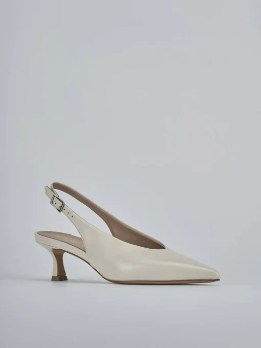 Décolleté e slingback tacco 5cm pelle beige
