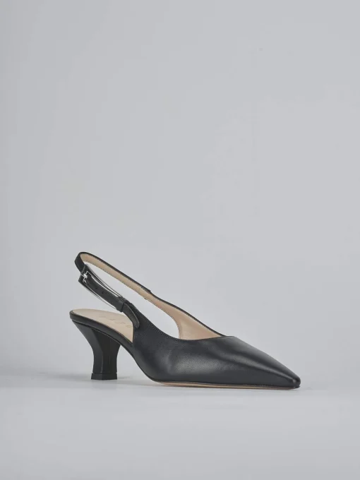 Décolleté e slingback tacco 6cm pelle nero