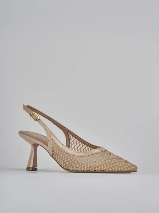 Décolleté e slingback tacco 7cm pelle beige