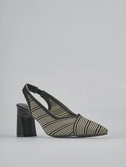 Décolleté e slingback tacco 7cm pelle nero