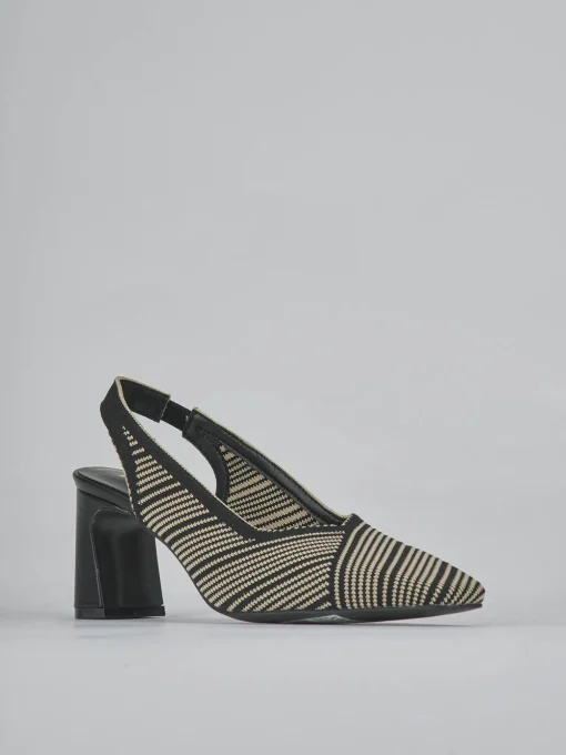 Décolleté e slingback tacco 7cm pelle nero