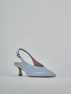 Décolleté e slingback tacco 5cm pelle azzurro