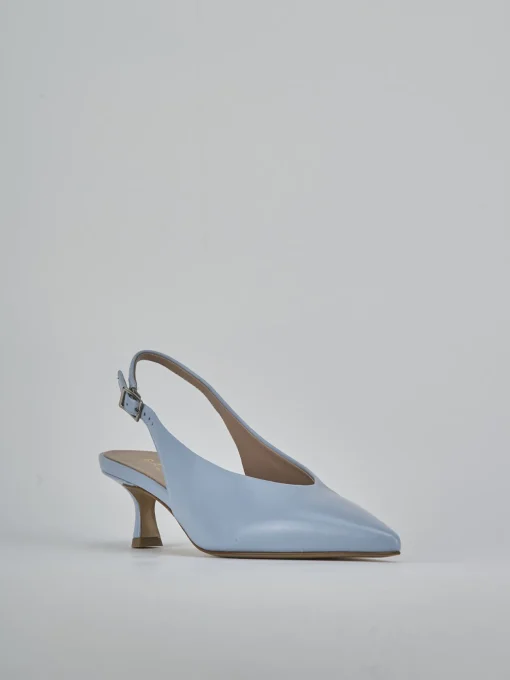 Décolleté e slingback tacco 5cm pelle azzurro