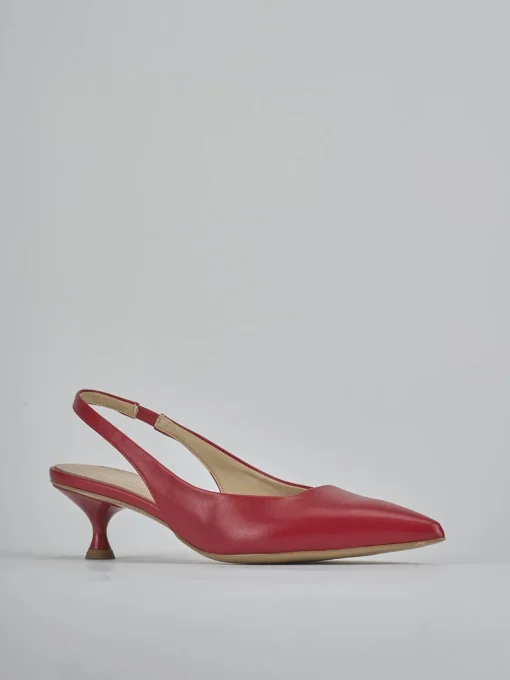 Décolleté e slingback tacco 4cm pelle rosso