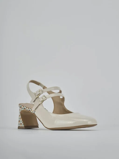 Décolleté e slingback tacco 5cm vernice bianco