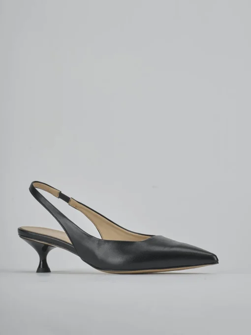 Décolleté e slingback tacco 4cm pelle nero