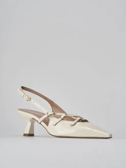 Décolleté e slingback tacco 6cm vernice bianco