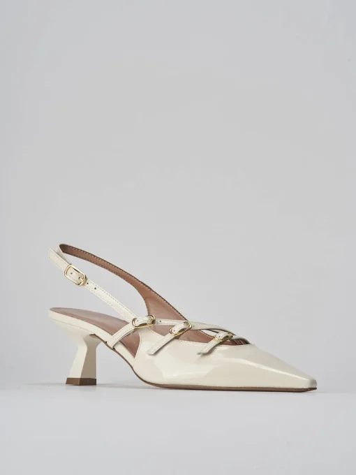 Décolleté e slingback tacco 6cm vernice bianco