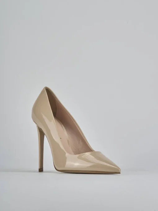 Décolleté e slingback tacco 10cm vernice beige
