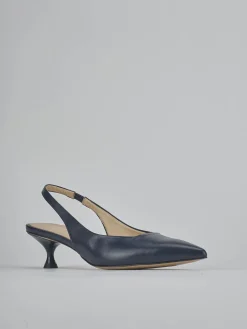 Décolleté e slingback tacco 4cm pelle blu