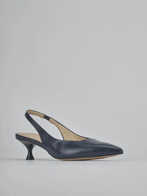 Décolleté e slingback tacco 4cm pelle blu