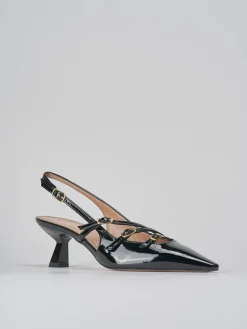Décolleté e slingback tacco 6cm vernice nero