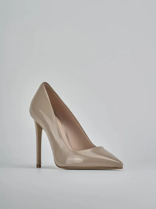 Décolleté e slingback tacco 10cm vernice beige