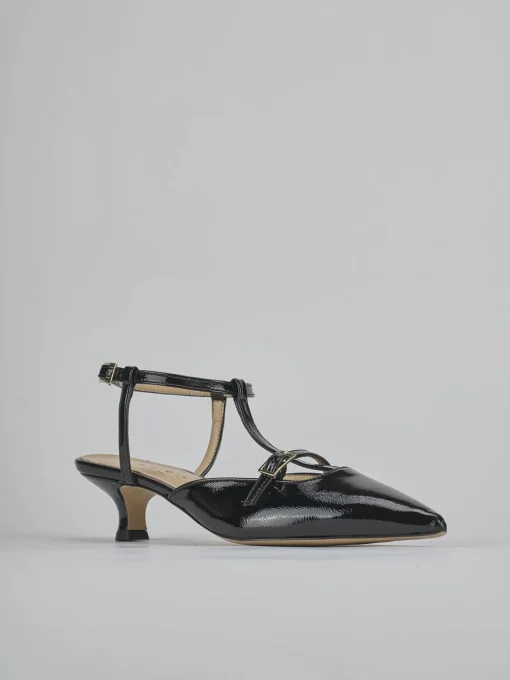 Décolleté e slingback tacco 4cm vernice nero