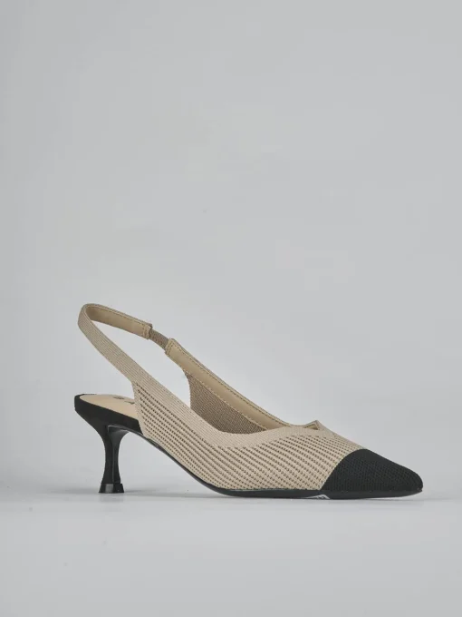 Décolleté e slingback tacco 5cm pelle beige
