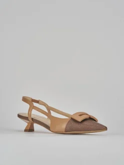 Décolleté e slingback tacco 3cm pelle testa